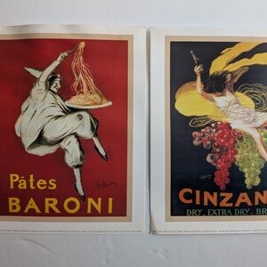 Wall Poster 2 Bar Poster Prints Cinzano 1920 & Pates Baroni 1921 Imperfection